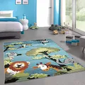 Produktbild: CARPETIA Waldtier-Teppich in Blau • Das perfekte Accessoire für EIN tierisch schönes Kinderzimmer, 120 x 170 cm