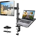 Produktbild: HUANUO Monitor Halterung mit Laptop Arm, Monitor Laptop Halterung für 13-32 Zoll Bildschirmhalterung 1 Monitor & 17 Zoll Notebook, VESA 75/10, Gaming