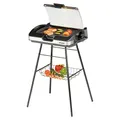 Produktbild: Cloer 6720 Barbecue-Grill mit Aluminium-Druckgussplatte, Antihaftbeschichtet, Glasdeckel, 2200 Watt, Grillfläche: 29 Barbecue-Grill, silber, schwarz