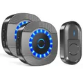 Produktbild: SURFOU Funkklingel, Türklingel Funk Set mit 2 Plug-In Empfänger und 1 Sender, 300m Reichweite Aussen Wasserdicht Haustür Klingel, Funk Türklingel mit LED-Blinken, 5 Lautstärkestufen, 55 Klingeltönen