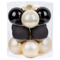 Produktbild: Weihnachtskugeln groß schwarz beige 12Stk 8cm Moonlight Shadow elegant Inge Glas