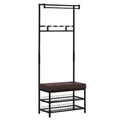 Produktbild: HOMCOM Garderobenbank, BxHxT: 72,5 x 180 x 35 cm, Metall - schwarz