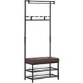Produktbild: HOMCOM Garderobenständer mit Sitzfläche und 2 Schuhablagen Metall 72,5 x 35 x 180 cm