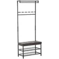 Produktbild: Homcom Garderobenständer, Schwarz, Braun, Metall, Kunststoff, 72.5x180x35 cm, Garderobe, Garderoben-Sets & Serien, Garderoben-Sets