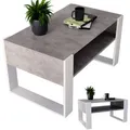 Produktbild: CraftPAK Couchtisch, Grau, Weiß, Holzwerkstoff, Rechteckig, 92x45x53.6 cm, Wohnzimmer, Wohnzimmertische, Couchtische