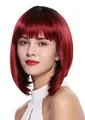 Produktbild: WIG ME UP - DW-2140Q-YS871S1B Damenperücke Perücke Bob Longbob kurz Pony Ombre Schwarz Rot