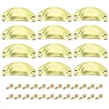 Produktbild: CEEYSEE 12 Stück Muschelgriff Möbelgriffe Set 81 X 35mm Antik Vintage Schrank Griffe Mit Schrauben für Küche Kabinett Kleiderschrank Schublade (KLSJ/Gold)