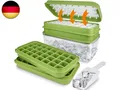 Produktbild: Eiswürfelform Silikon mit Deckel und Behälter, 64 Stück Eiswürfelbehälter BPA-