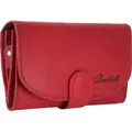 Produktbild: Benthill Damen Geldbörse Echt Leder - Portemonnaie mit RFID Schutz - Portmonee viele Kartenfächer - Echtleder Vintage Damenbörse inkl. Geschenkbox - Rot