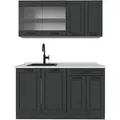 Produktbild: Vicco R-Line Singleküche Anthrazit Landhaus/Anthrazit 140 cm AP Marmor ohne E-Geräte