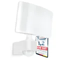Produktbild: SSC-LUXon NORSU Außenlampe weiß mit Bewegungsmelder Wandstrahler Außen - LED Fluter mit Dämmerungsschalter IP65 wetterfest 4000K 230V