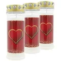 Produktbild: MEMORIAM-Motivkerze „Rotes Herz“, Nr. 641, AETERNA, mit Golddeckel, 75/210 mm, 30% Ölgehalt, Brenndauer 7 Tage, Lieferumfang 3 Stück, Grabkerzen
