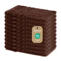 Produktbild: Lavea® 10er Set Waschhandschuh 15x21 cm – Saugstarke und Weiche Waschhandschuhe aus 100% Baumwolle, Frottierserie Elena – Waschbar und Strapazierfähig – Kaffeebraun