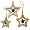 Produktbild: B. 3tlg Set 3 Deko-Anhänger Nurto aus Holz, Stern - 2025150