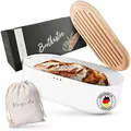 Produktbild: Vezato Brotbox – Nachhaltiger Brotkasten für lange Frische – Extra großer Brotkorb mit Bambusdeckel & Schneidebrett – Nachhaltiger Brotbehälter inkl. Brotsack