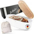Produktbild: Vezato Brotkasten Brotbox – Nachhaltiger Brotkasten für lange Frische, Bambus, Metall, (Set, mit Tragetasche), 3 Luftlöcher für 360° Luftzirkulation