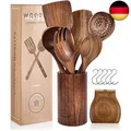 Produktbild: Wooden Utensils for Cooking Set with Holder, Natural Nonstick Teak Wood Spoons