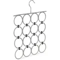 Produktbild: Schalhalter, faltbarer Schalbügel für Tücher, 16 Ringe, platzsparender Organizer Kleiderschrank, Metall, grau - Relaxdays