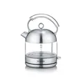 Produktbild: Severin WK 3459 Glas-Wasserkocher Retro 2400W 1,7l transparent/schwarz/silber