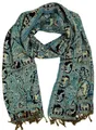 Produktbild: GURU SHOP Indischer Pashmina Schal, Schultertuch, Boho Stola mit Paisley Muster - Türkis, Herren/Damen, Synthetisch