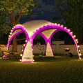 Produktbild: LED Event Pavillon XXL DomeShelter 450cm Garten inkl. Solarmodul Designer Gartenzelt Camping Partyzelt mit Beleuchtung - pink