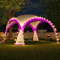 Produktbild: XXL LED Event Pavillon 4,5 x 4,5m DomeShelter Garten Pavillion inkl. Solarmodul Pavilion Designer Gartenzelt Camping Pavilon Partyzelt mit Beleuchtung (450cm - pink)