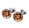 Produktbild: viva-adorno Paar Ohrstecker Damen Ohrringe rund Edelstahl Schwarz Leoprint Leopard, Leopardenmuster