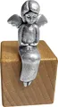 Produktbild: Engelfigur auf Holzwürfel - Dein Schutzengel ist bei dir: Dein Schutzengel ist bei dir. Engel aus Metall auf Holzpodest