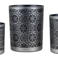 Produktbild: Teelichthalter Windlicht CLASSICAL H. 13cm schwarz silber Glas Formano WA