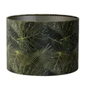 Produktbild: Lampenschirm Zylinder in Velours Tropical Grün Motiv Monstera Blatt für Tischleuchte Tischlampe 30-30-21