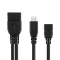 Produktbild: conecto CC20119 USB-OTG Adapter-Kabel, Micro-USB 2.0-Stecker auf USB-Buchse Typ A + Strom-Anschluss (1 Stück), 0,20m