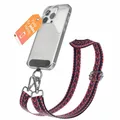Produktbild: EAZY CASE - Handykette Universal zum Umhängen kompatibel mit jedem Handy Kette mit Hülle kombinierbar Handykordel mit Karabiner für Handyhülle Handyband zum Umhängen Bunt Boho Kordel Blau Pink Silber