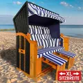 Produktbild: XL Strandkorb 3-Sitzer OSTSEE blau/weiß gestreift