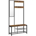 Produktbild: VASAGLE Garderobenbank mit Haken und Schuhrost HSR050B01V1 braun, schwarz Metall 98,0 cm