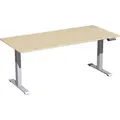 Produktbild: Schreibtisch, elektr. höhenverstellbar, BxTxH 1800x800x630-1280 mm, Melamin-Platte 25 mm, ahorn/silber - Silber