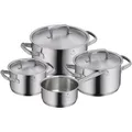 Produktbild: WMF Gourmet Plus Topfset Induktion 4-teilig, Kochtopf Set mit Metalldeckel, Cromargan Edelstahl mattiert, Induktions Töpfe Set unbeschichtet, Innenskalierung