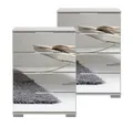 Produktbild: Lomadox Nachttisch ELSTRA-43, auch für Boxspringbett geeignet in weiß mit Spiegelfront 52/74/38 cm