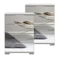 Produktbild: Nachtisch Nachtschrank 2er Set für Boxspringbett  weiß Nachtkonsole Nachtschrank