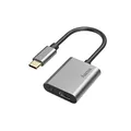 Produktbild: Hama Audio Adapter 1 auf 2, USB C - Klinke/USB C (Kopfhörer Adapter 3,5 mm Klinke für Audio und USB C Buchse Power, Alu-Gehäuse, USB C Adapter für Tablet, Handy, Anschluss von Kopfhörer, Lautsprecher)