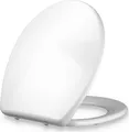 Produktbild: Dombach® Premium Toilettendeckel mit Absenkautomatik Abnehmbar (Weiß) WC Sitz mit Absenkautomatik, Klodeckel mit Absenkautomatik, Klobrille, Toilettensitz, WC Deckel, Toilettenbrille Klobrille, Oval