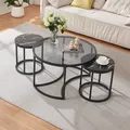 Produktbild: Couchtisch 2er Set Kokkola Rauchglas/Marmoroptik, schwarz