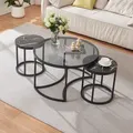 Produktbild: Couchtisch 2er Set Kokkola Rauchglas/Marmoroptik, schwarz [en.casa]