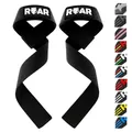 Produktbild: Roar® Profi Zughilfen Krafttraining, Lifting Straps Für Bodybuilding Und Weightlifting, Zughilfen Bodybuilding, Griffhilfen Bodybuilding, Kreuzheben Zughilfe, Lifting Strap, Gym Straps (Schwarz)