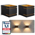 Produktbild: 2x Wandleuchte KOURA DUO schwarz gold Schlitze Wandstrahler für G9 Birne Lampe