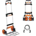 Produktbild: VEVOR Sackkarre Klappbar 140kg Transportkarre aus Aluminiumlegierung und Kunststoff Stapelkarre mit verstellbarem Griff 900-1109mm Faltbarer Trolley inkl. Bindeseil kompakte Größe zum Verstauen