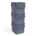 Produktbild: Rotho Albula 3er-Set Wäschesammler 40l, Kunststoff (PP recycelt), blau, 40l (40.0 x 35.8 x 34.0 cm)