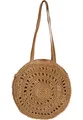 Produktbild: styleBREAKER Damen Runde Schultertasche aus geflochtenem Papierstroh, Henkeltasche, Reißverschluss, Boho Style 02012383, Farbe:Braun