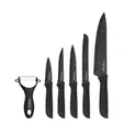 Produktbild: Cheffinger Messer-Set 6-teilig mit Schäler in Schwarz - kompakt, scharf & stilvoll (6-tlg), Edelstahl, 6-teilig