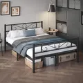Produktbild: VASAGLE Bettgestell 140 x 200 cm, mit Kopfteil, Metallbett, Bettrahmen