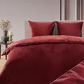 Produktbild: Blumtal Bettwäsche 135x200 cm Cashmere-Touch Plüsch - Oeko-TEX zertifizierte Bettwäsche Winter + Kissenbezug 80x80 - Fleece Bettwäsche 135 x 200 Mikrofaser - Plüschbettwäsche Rot